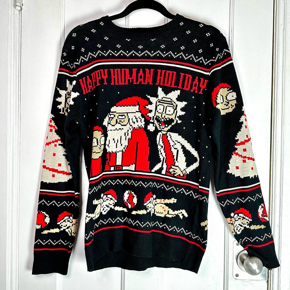 Rick and Morty Happy Human Holiday Ugly Christmas Sweater